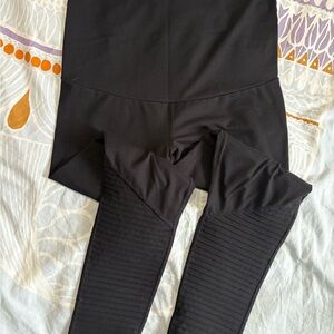 Black Ribbed maternity Panel Leggings size L